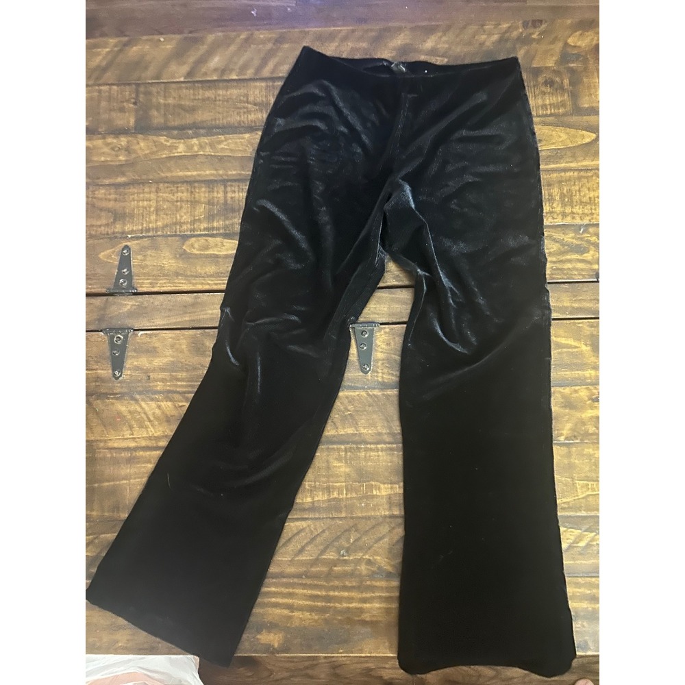 Y2K No Boundaries Stretch Black corduroy ribbed Velvet Wide Leg Pants junior M